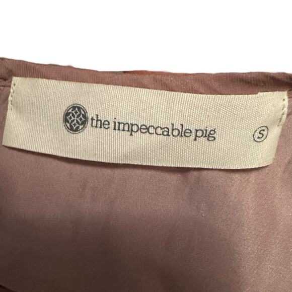 The Impeccable Pig Ruffle Tiered Mini Dress Smocked Waist Size Small Mauve Boho - Picture 3 of 8